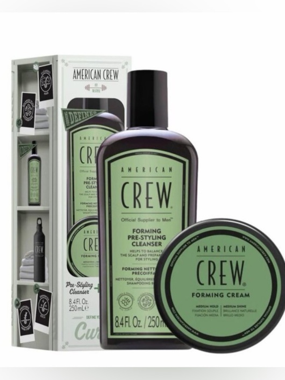 NIB American Crew Forming Curls Duo with Pre‑Styling Shampoo and Styling Cream